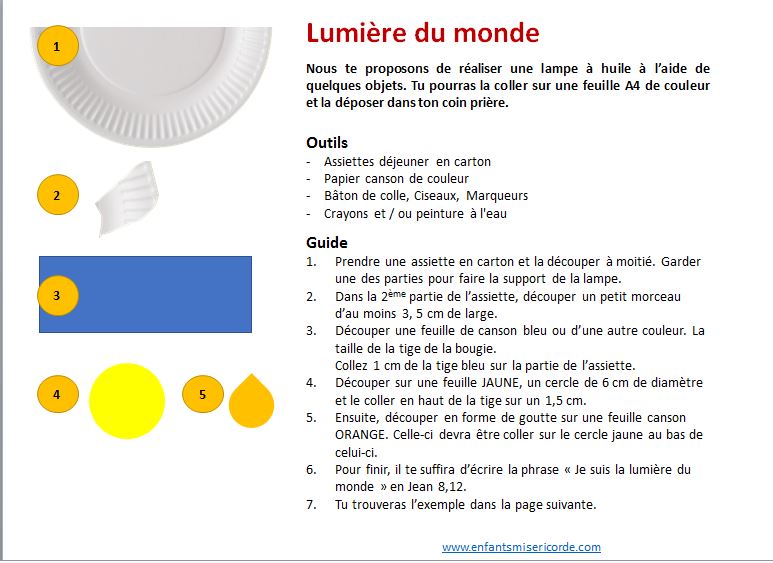 Jeu Jésus lumière du monde