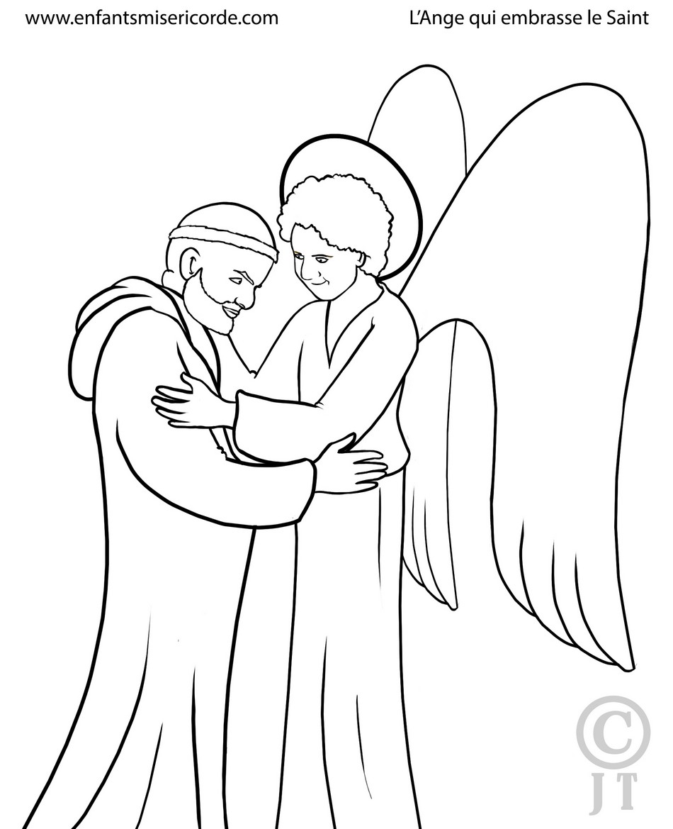 coloriage le saint et l'ange