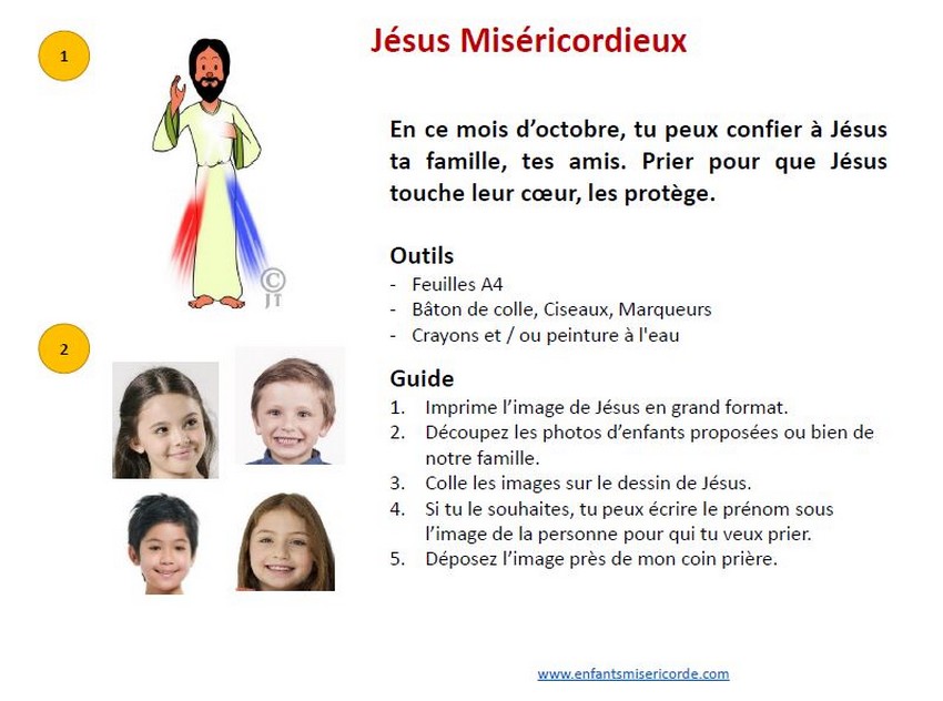 Jeu enfants et jésus misericordieux